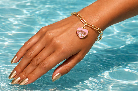 Pulsera Corazón Ojo Turco Rosa