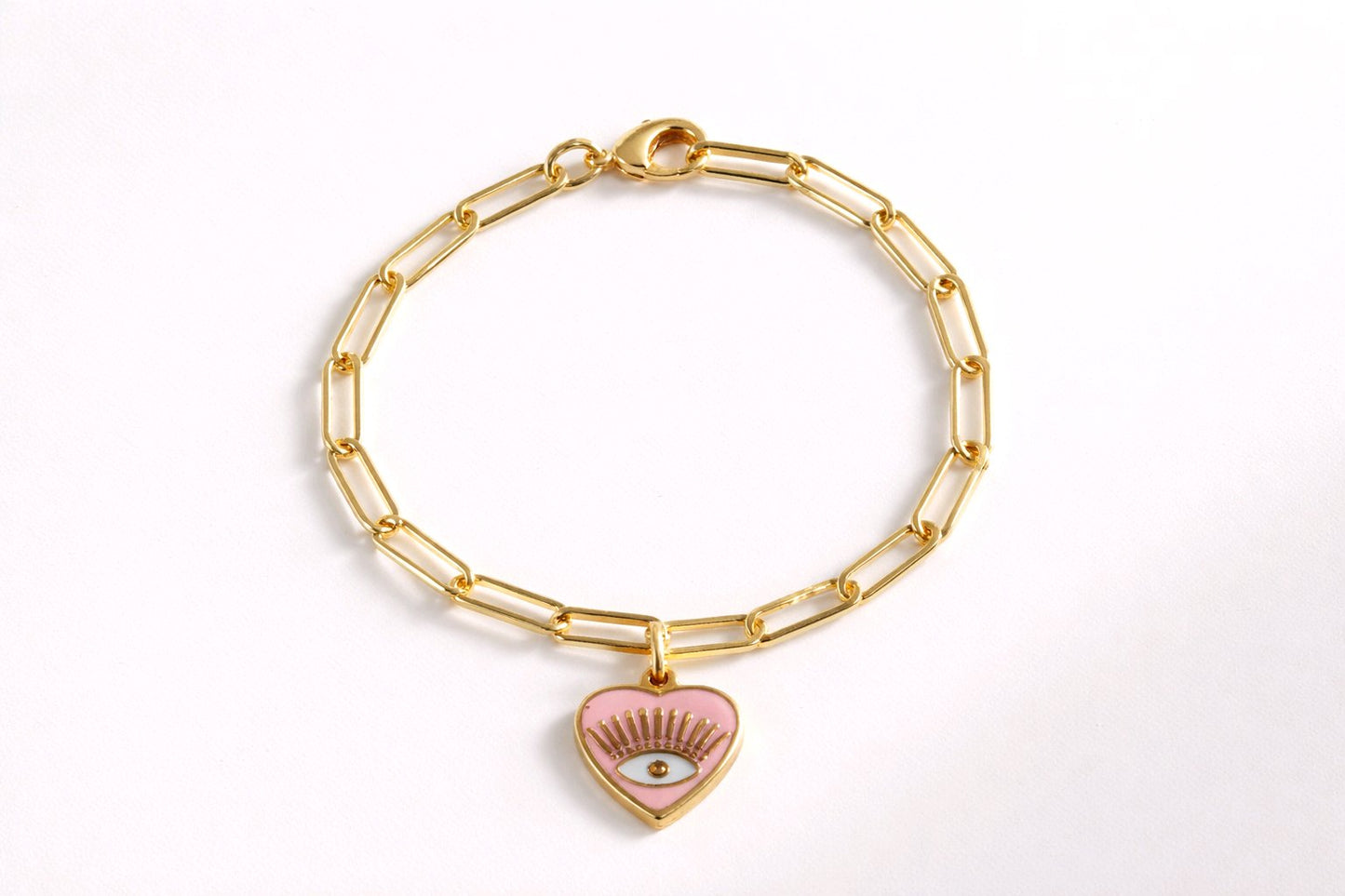 Pulsera Corazón Ojo Turco Rosa