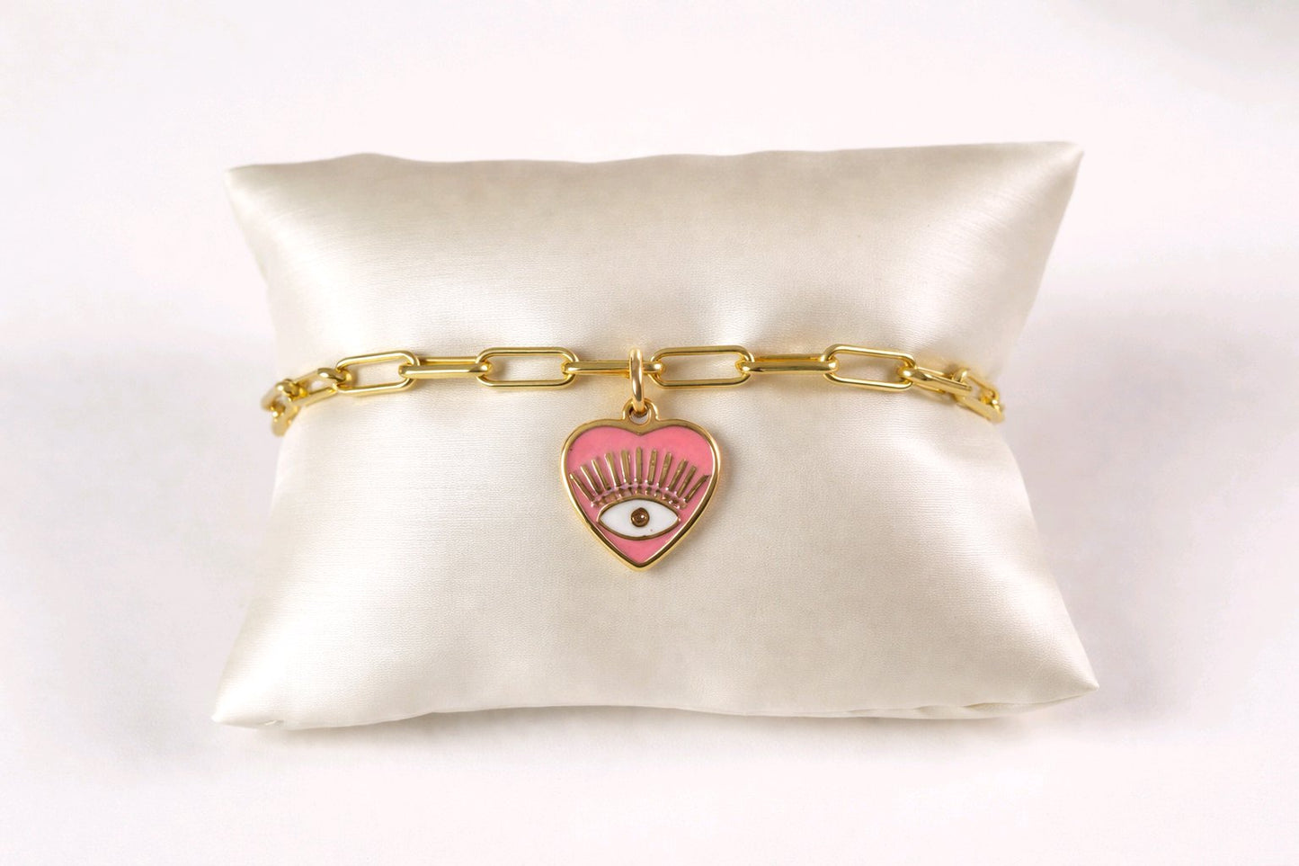 Pulsera Corazón Ojo Turco Rosa
