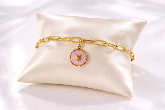 Pulsera Corazón Rosa