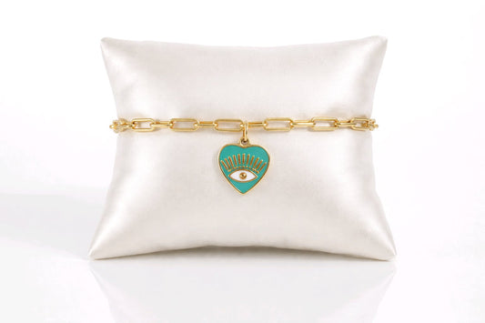 Pulsera Corazón Ojo Turco Verde