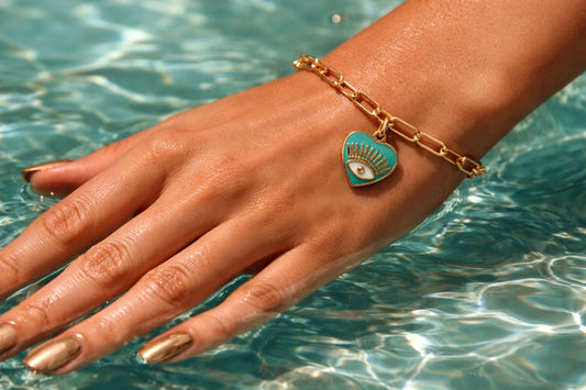 Pulsera Corazón Ojo Turco Verde