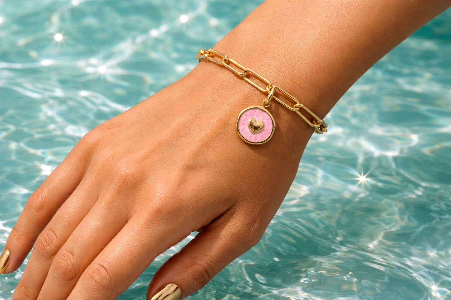 Pulsera Corazón Rosa